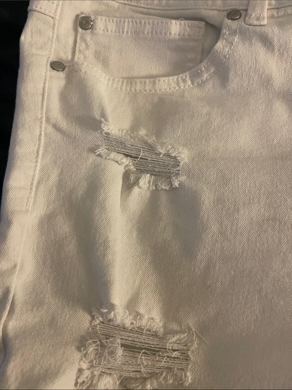 Cato White Distressed Denim Roll-Hem Shorts - Picture 3 of 5